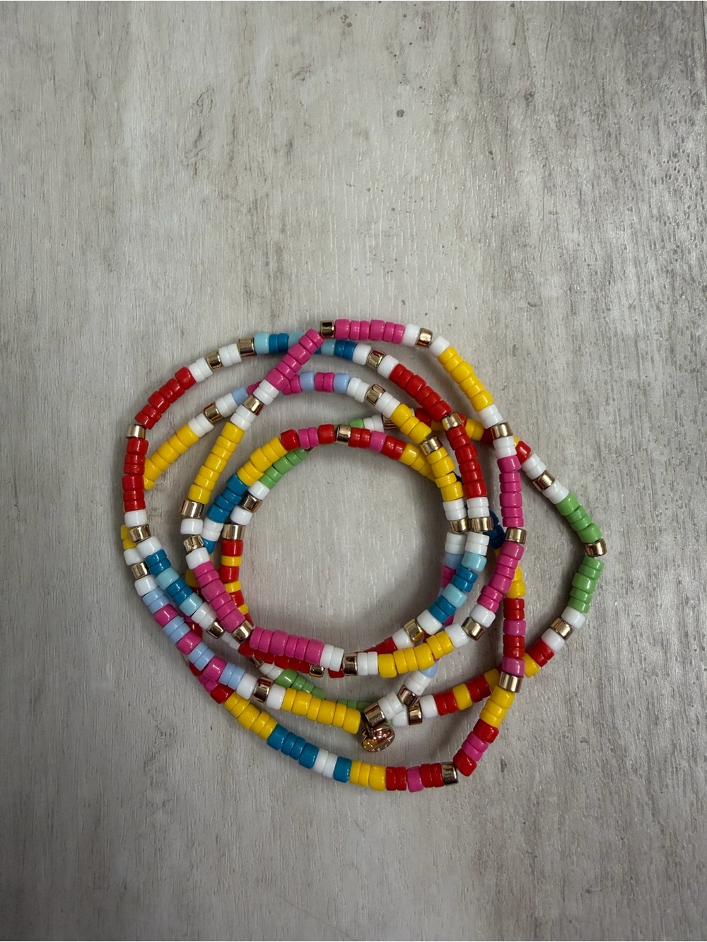 Jcrew Bead Stretch Bracelet Set - Pink, Yellow, Red, Blue, Green
